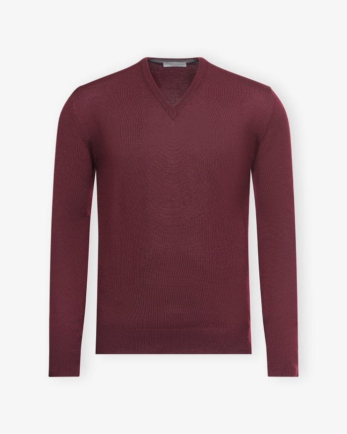 LES HOMMES D'AMSTERDAM LHDA - V-neck virgin wool -  Bordeaux