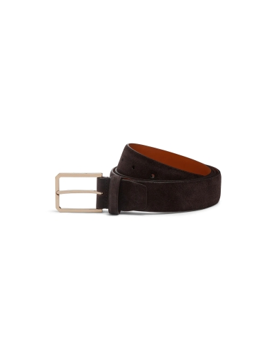 Santoni - Suède adjustable belt - D.brown