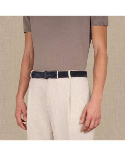 Santoni - Suede adjustable belt - Navy
