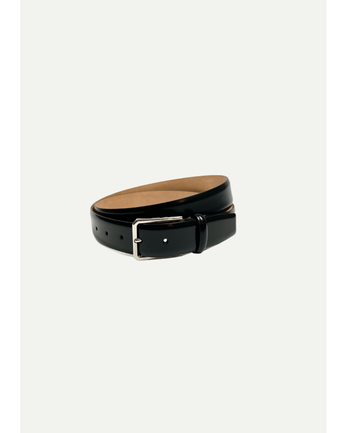 SANTONI Santoni - Polished leather adjustable belt - Black