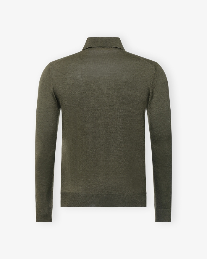 LES HOMMES D'AMSTERDAM Les Hommes d'Amsterdam - Polo long sleeve wool silk - Green