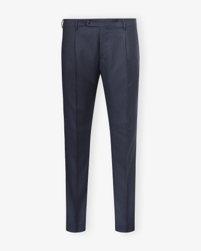 Berwich - Trousers flannel one pleat - Navy