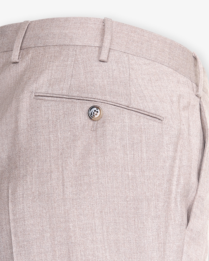 PT PT - Trousers flannel slim fit - Silk and wool - Sand