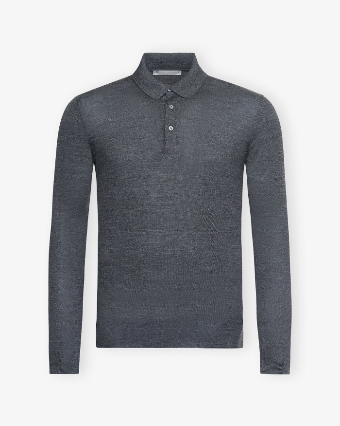 LES HOMMES D'AMSTERDAM LHDA - Polo long sleeve - Wool silk - Grey