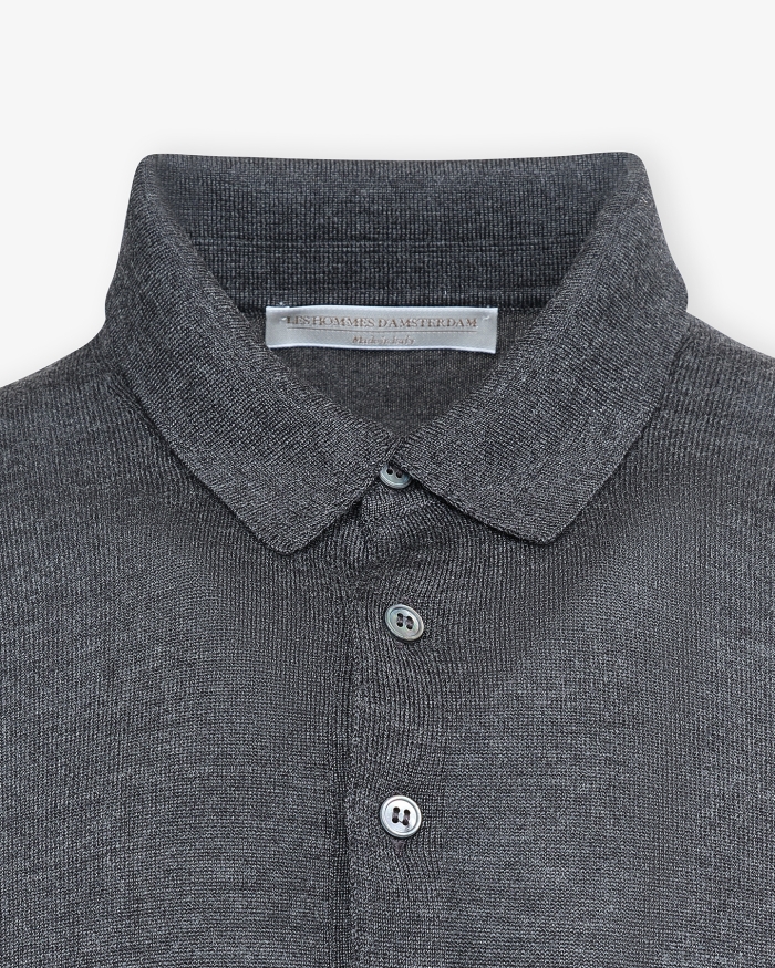 LES HOMMES D'AMSTERDAM LHDA - Polo long sleeve - Wool silk - Grey
