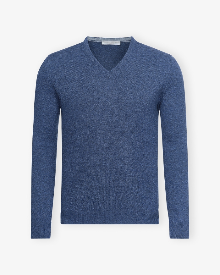LES HOMMES D'AMSTERDAM LHDA - V-neck wool-cashmere - Blue