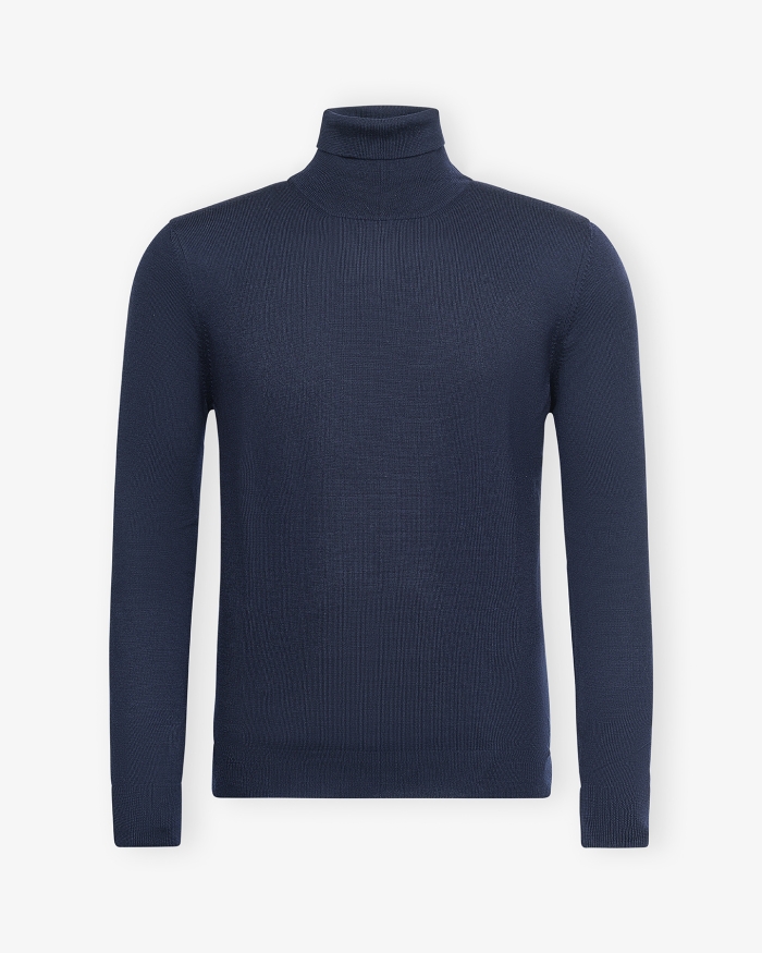 LES HOMMES D'AMSTERDAM LHDA - Turtleneck - Virgin wool - Navy