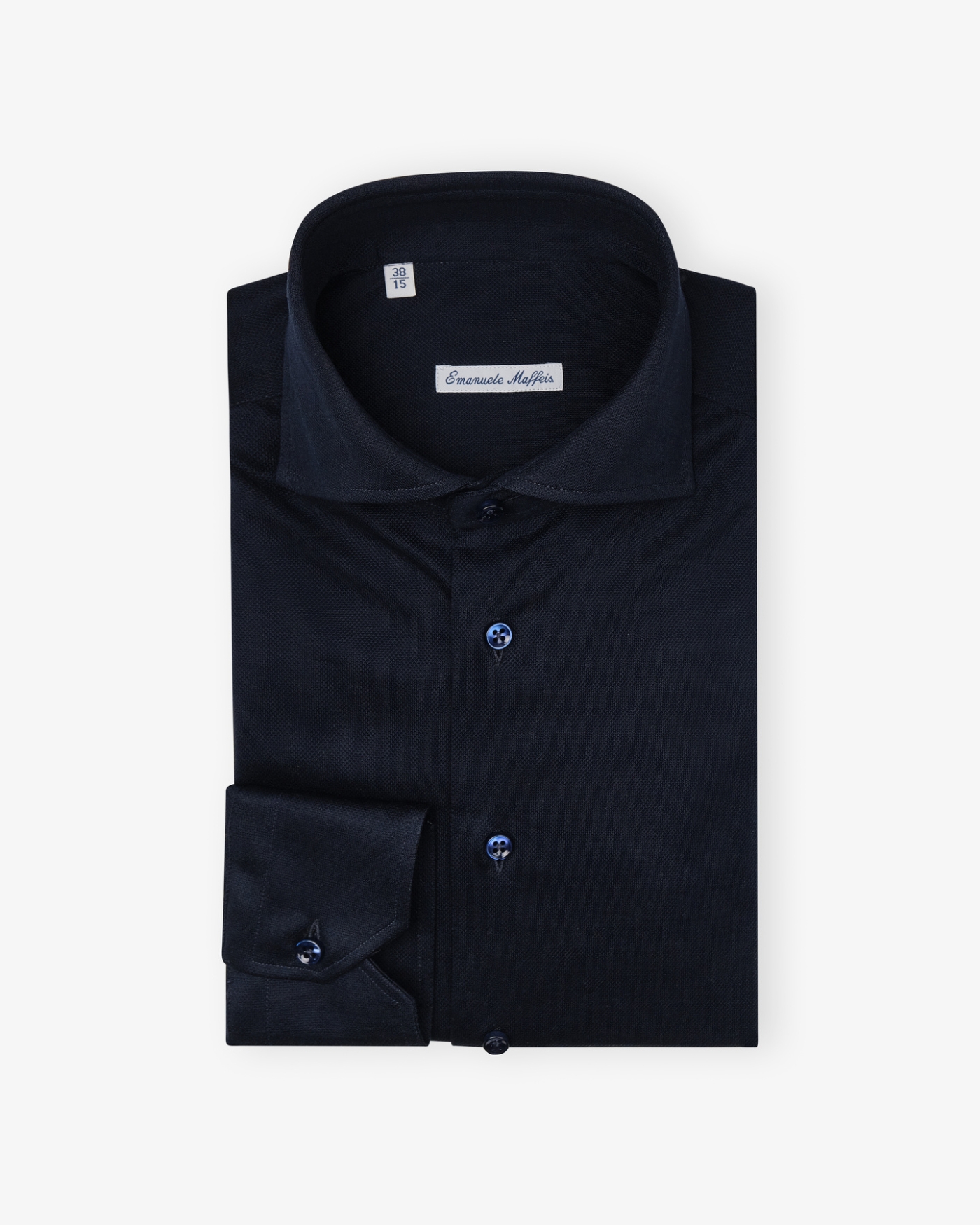 Emanuele Maffeis - Shirt stretch pique extra long sleeve - Navy