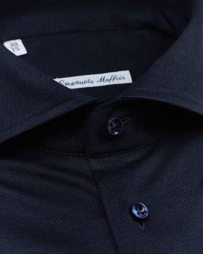 Emanuele Maffeis - Shirt stretch pique extra long sleeve - Navy