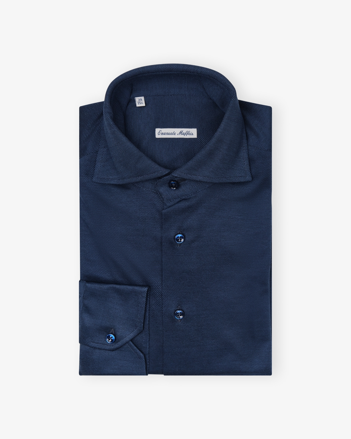 Emanuele Maffeis - Shirt stretch pique extra armlength - Midnight blue