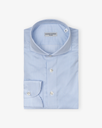 LHDA x Thomas Mason - Shirt modern fit +4cm - L. blue stripes
