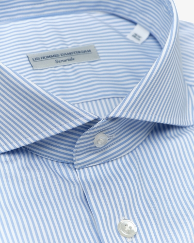 LHDA x Thomas Mason - Shirt modern fit +4cm - L. blue stripes