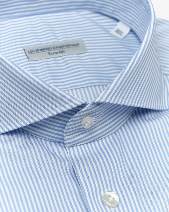 LES HOMMES D'AMSTERDAM LHDA x Thomas Mason - Shirt modern fit - L. blue Stripes
