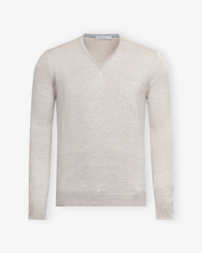 LHDA - V-neck - Virgin wool - Taupe