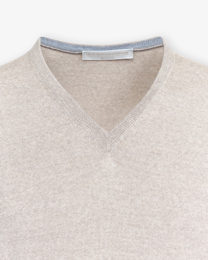 LES HOMMES D'AMSTERDAM LHDA - V-neck - Virgin wool - Taupe