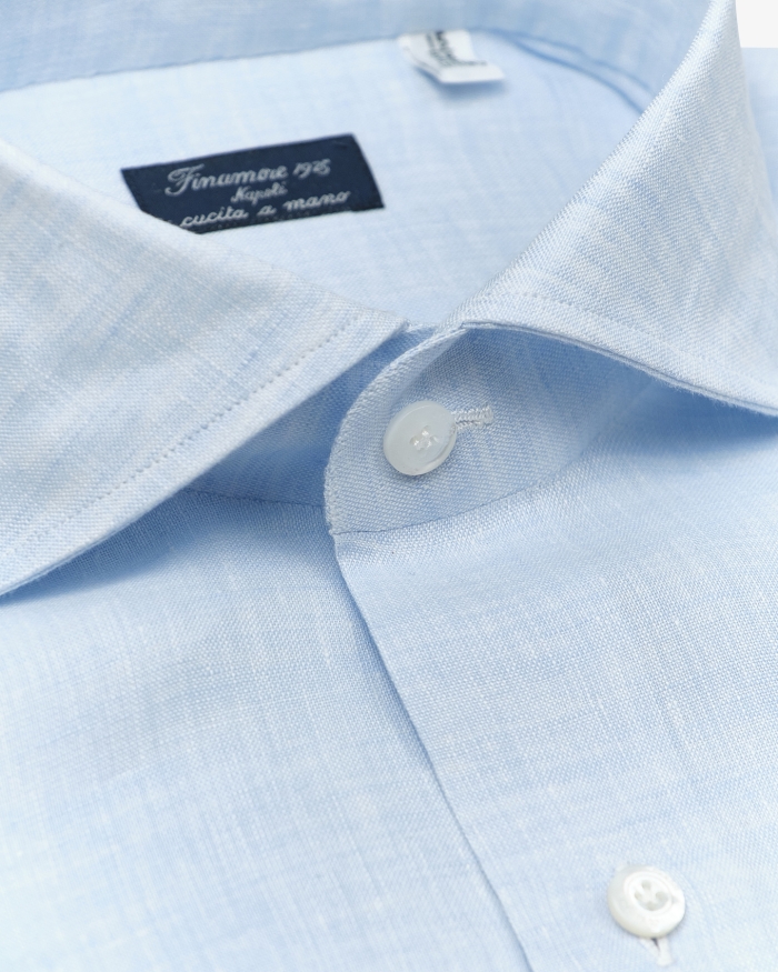 FINAMORE Finamore - Shirt Napoli linen - Light blue