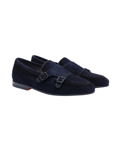 Santoni - Double buckle loafer - Navy