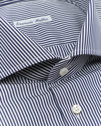 Emanuele Maffeis - Shirt regular fit Dora +4 cm - Navy stripes