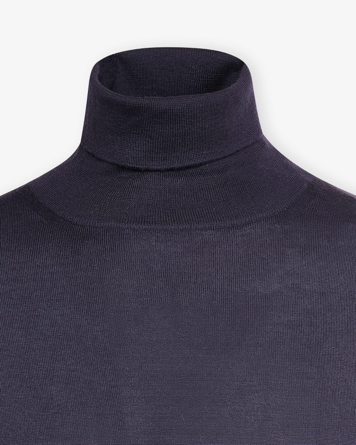 FEDELI Fedeli - Turtleneck super 140 merino wool - Navy