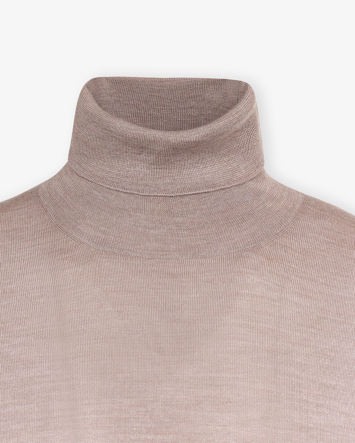 FEDELI Fedeli - Turtleneck super 140 merino wool - Taupe