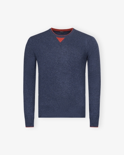 Fedeli - Round neck wool and cashmere - Navy