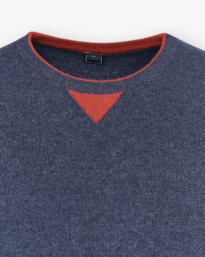Fedeli - Round neck wool and cashmere - Navy
