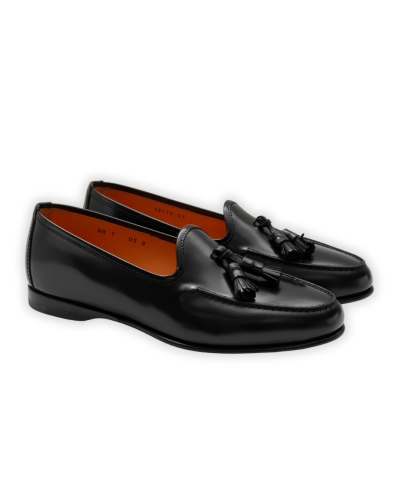 Santoni - Goodyear leather tassel loafer - Black