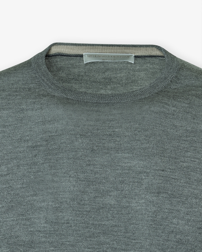 LES HOMMES D'AMSTERDAM LHDA - Round neck wool and silk - Grey