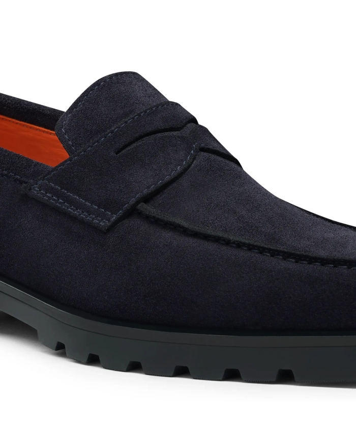 SANTONI Santoni - Calf suede penny loafer - Navy