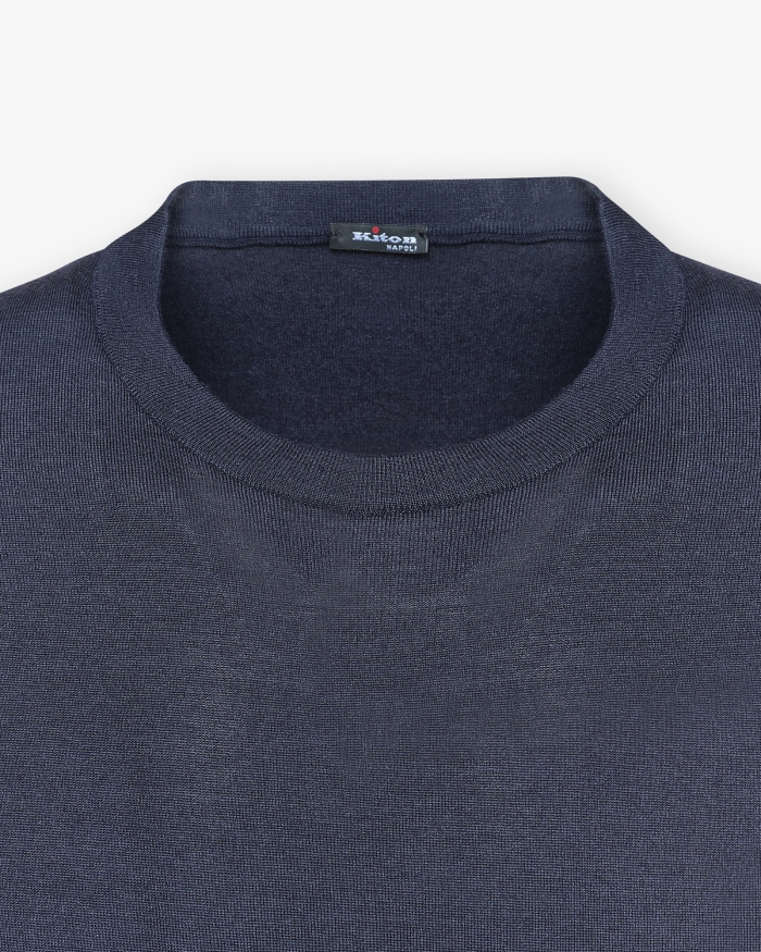 KITON Kiton - Jersey round neck - Cashmere silk - Navy