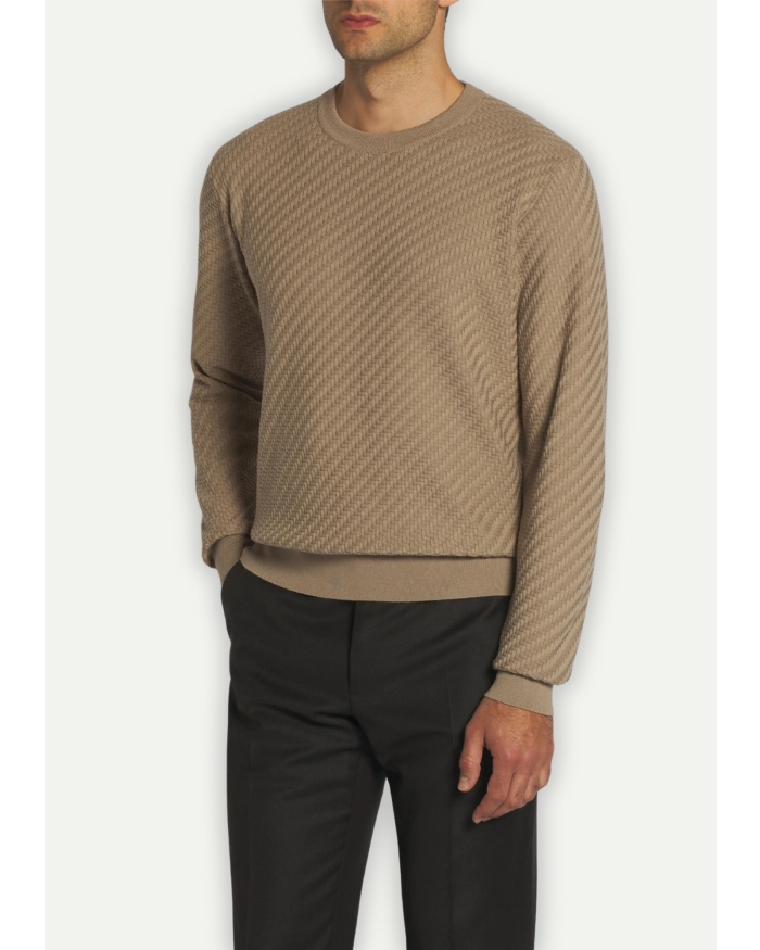 BRIONI Brioni - Round neck cotton silk and cashmere - Taupe