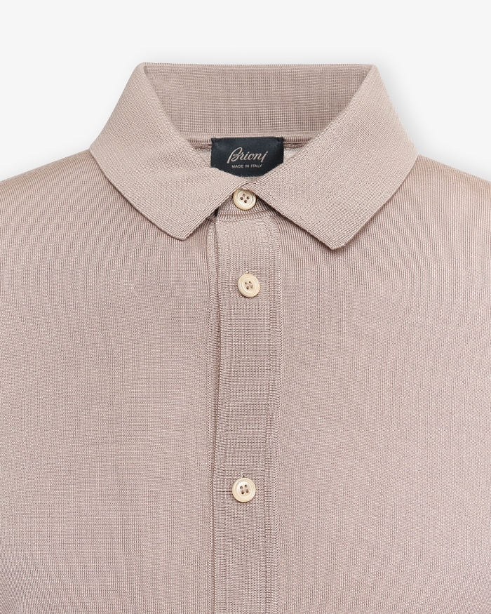 BRIONI Brioni - Polo shirt long sleeve - Wool - Beige