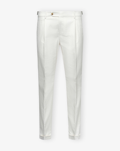 Berwich - Trousers retrolong cotton - Cream white