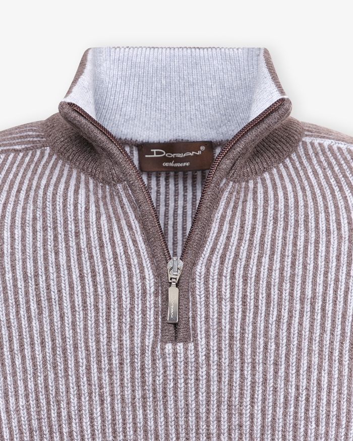 DORIANI CASHMERE Doriani Cashmere - Half zip cashmere - Greige