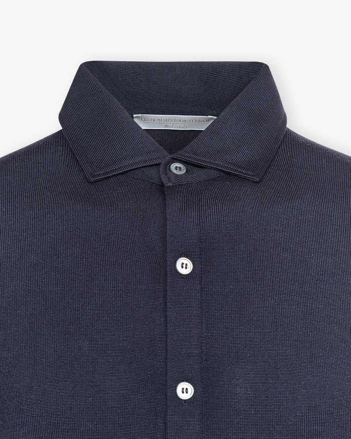 LES HOMMES D'AMSTERDAM LHDA - Polo shirt long sleeve - Virgin wool - Navy