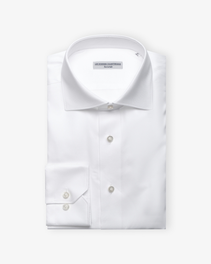 LES HOMMES D'AMSTERDAM LHDA x Albini - Shirt cotton natural stretch - White