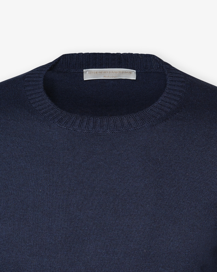 LES HOMMES D'AMSTERDAM LHDA - Round neck cotton cashmere - Navy