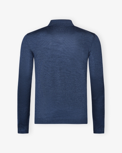 LHDA - Polo long sleeve - Wool silk - Blue