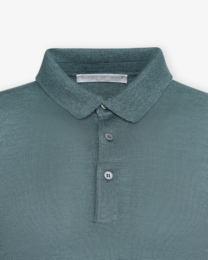 LES HOMMES D'AMSTERDAM LHDA - Polo long sleeve - Wool silk - Green
