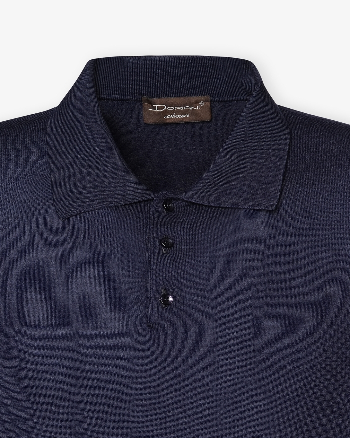 DORIANI CASHMERE Doriani Cashmere - Polo long sleeve fine wool - Navy