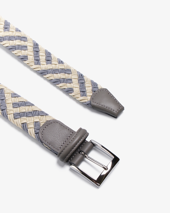 KITON Kiton - Braided belt - Calfskin stretch - Ivory