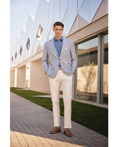 Kiton - Jacket linen silk cotton - Light blue