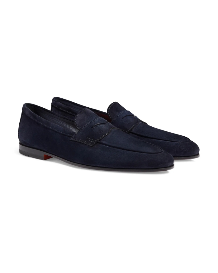 SANTONI Santoni - Suede goodyear loafer - Carlos - Navy