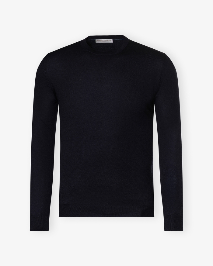 LES HOMMES D'AMSTERDAM LHDA - Round neck cashmere silk - Navy