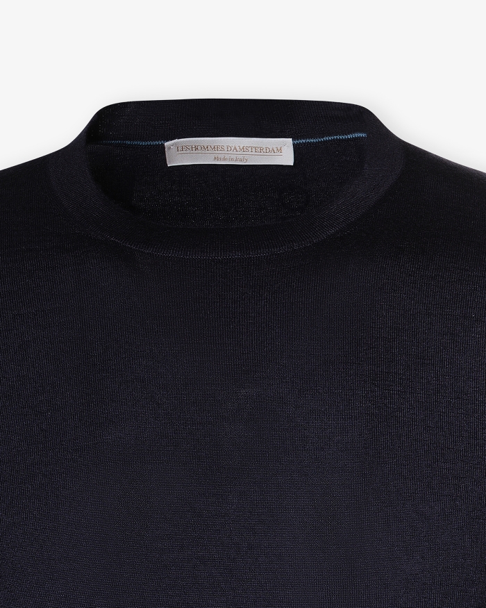 LES HOMMES D'AMSTERDAM LHDA - Round neck cashmere silk - Navy