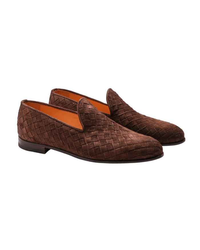 BONTONI Bontoni - Loafer woven suede - Brown