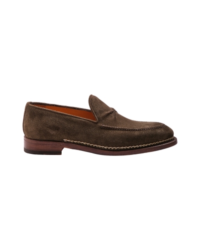 Bontoni - Loafer calf suede with Norwegian stitching - Olive
