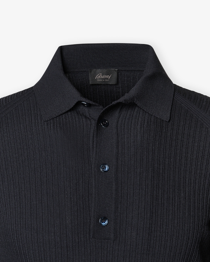 BRIONI Brioni - Polo long sleeve fine wool - Navy
