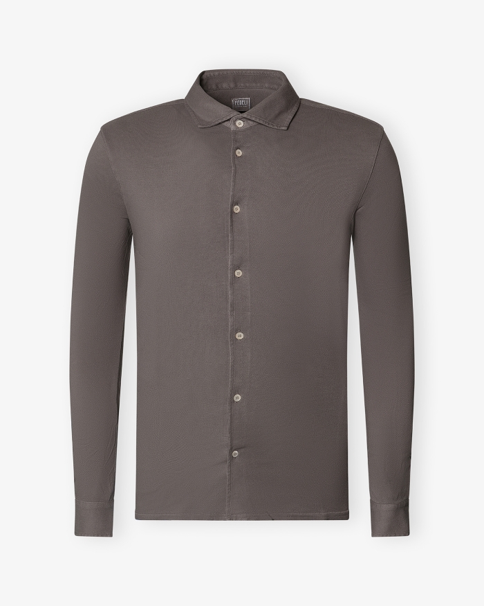 FEDELI Fedeli - Pique polo long sleeve - Brown