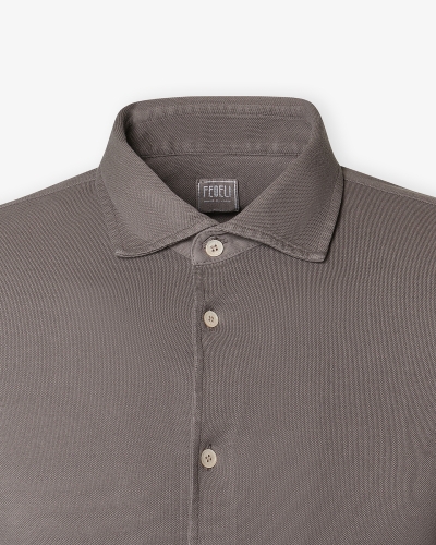 Fedeli - Pique polo long sleeve - Brown